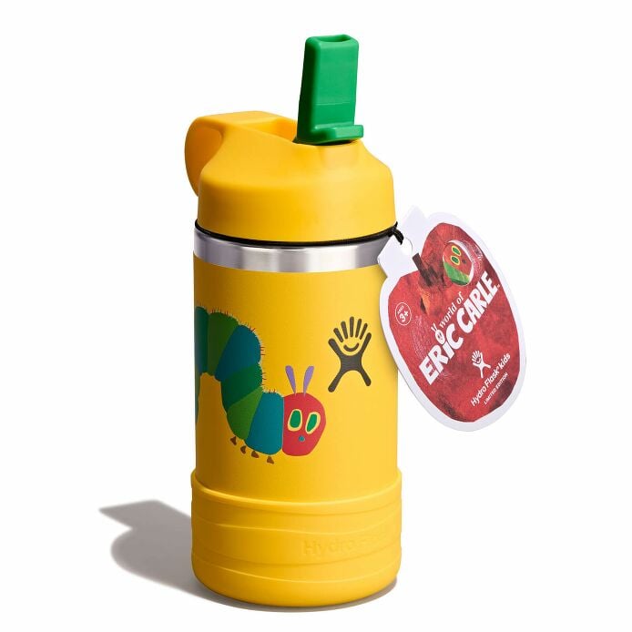 kids-12-oz-bottle-world-of-eric-carletm-w4 le26-w12-1000-kids-12-oz-wide-straw-cap-and-boot-yellow-caterpillar-angled-lid-open-withtag_1.jpg
